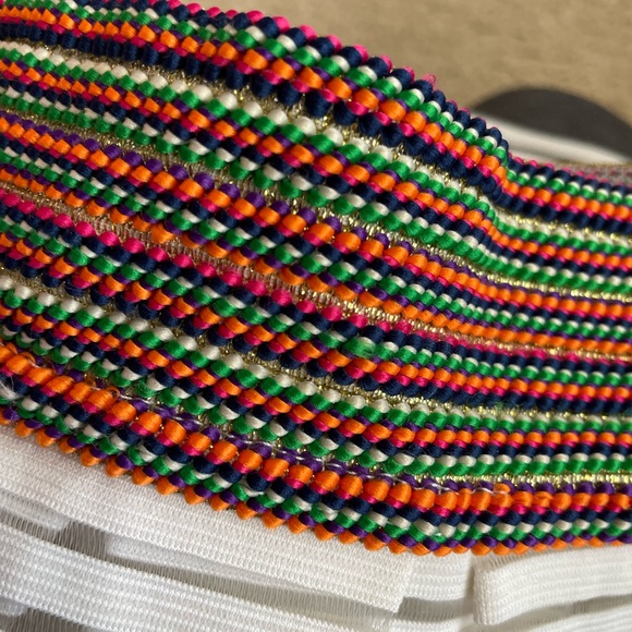 Elegant White Striped Skirt with Colorful Waistband - Picture 7 of 8